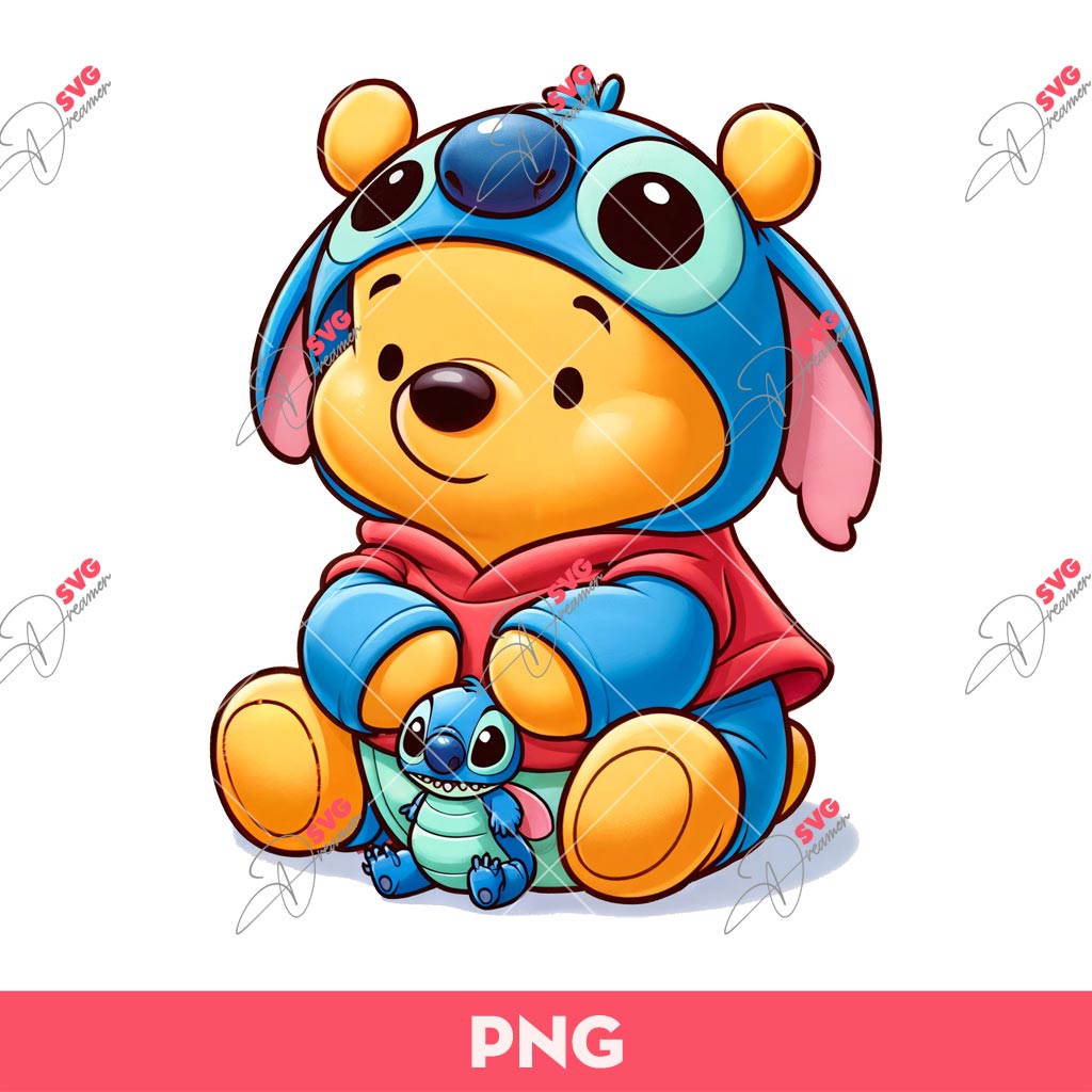Winnie The Pooh And Stitch PNG, Stitch Pooh Bear PNG