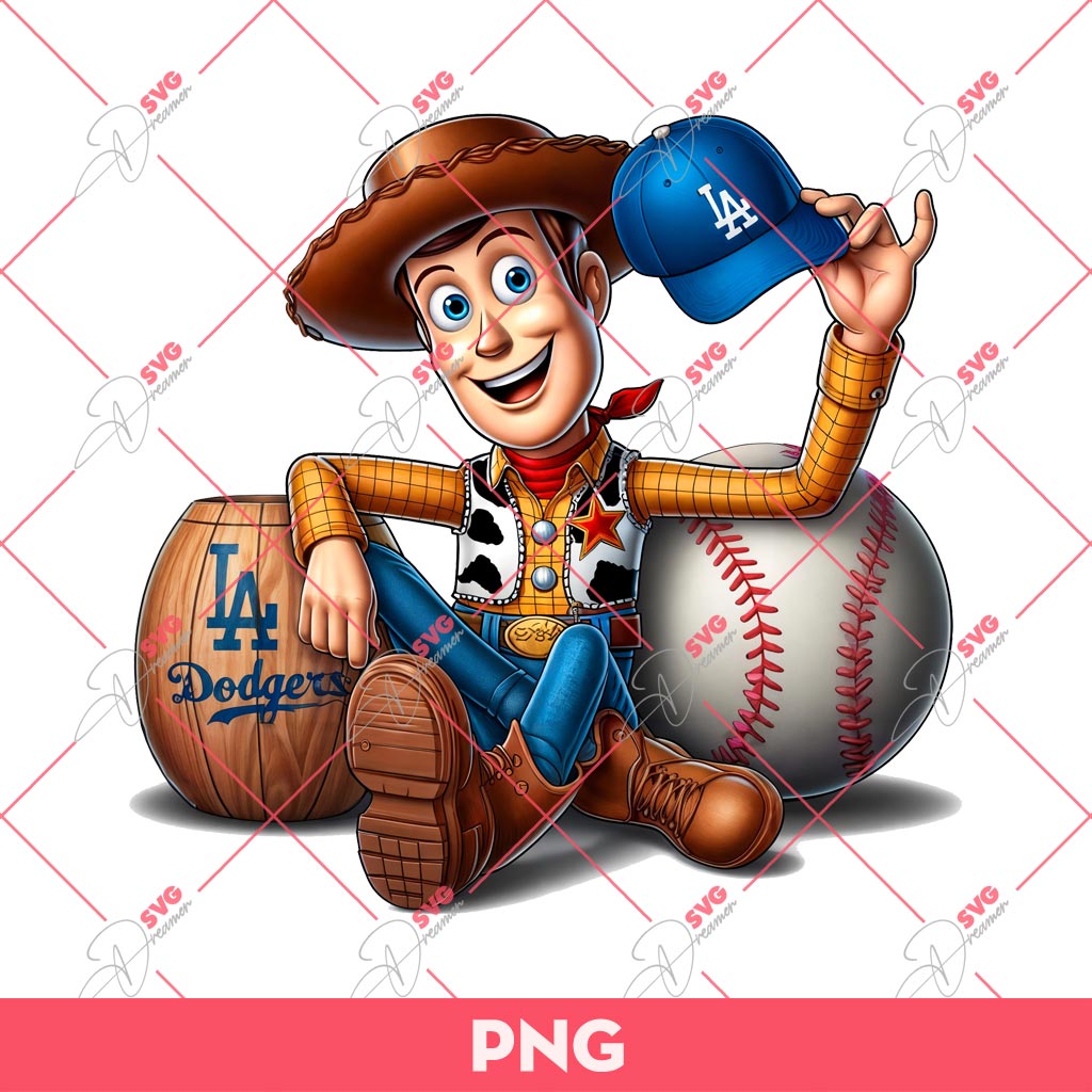 Woody Los Angeles Dodgers Baseball PNG, Toy Story Woody Baseball LA Dodgers PNG
