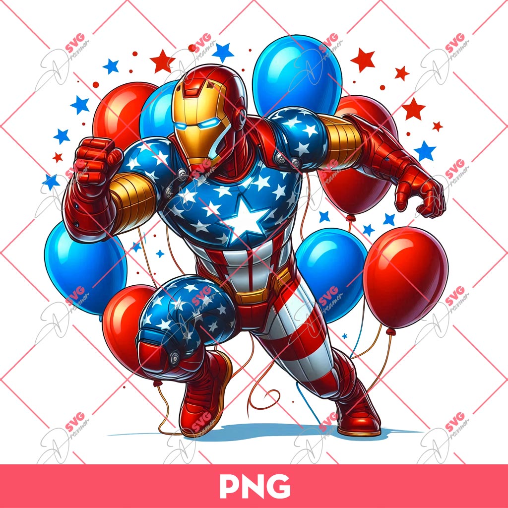 04th Of July Iron Man Superhero PNG, Avengers Superhero Independence Day PNG