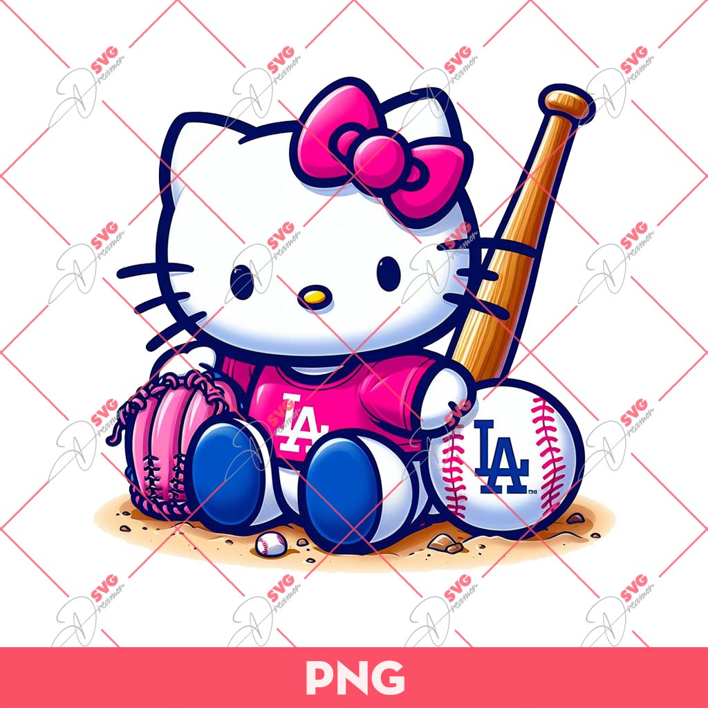 Bundle Pink Hello Kitty LA Dodgers PNG, Hello Kitty Baseball Dodgers PNG