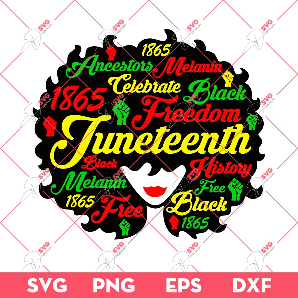 Afro Girl Black History 1865 SVG, Freedom Day Juneteenth 1865 SVG, Celebrate Juneteenth SVG PNG
