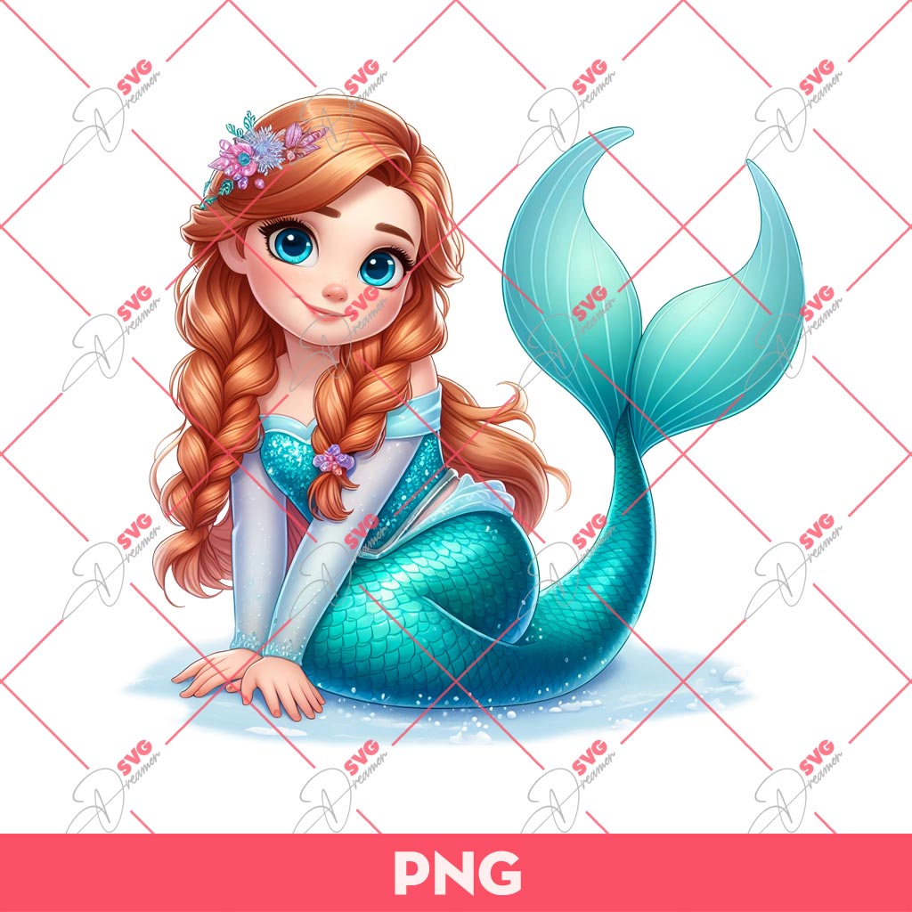 Anna Mermaid PNG, Disney Frozen Princess Mermaid PNG