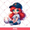 Ariel Princess Detroit Tigers PNG, Disney Ariel Mermaid Baseball PNG