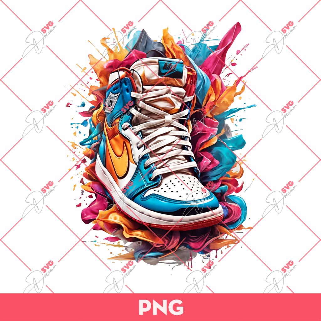 Art Nike Jordan PNG, Nike Sneakers Colorful PNG