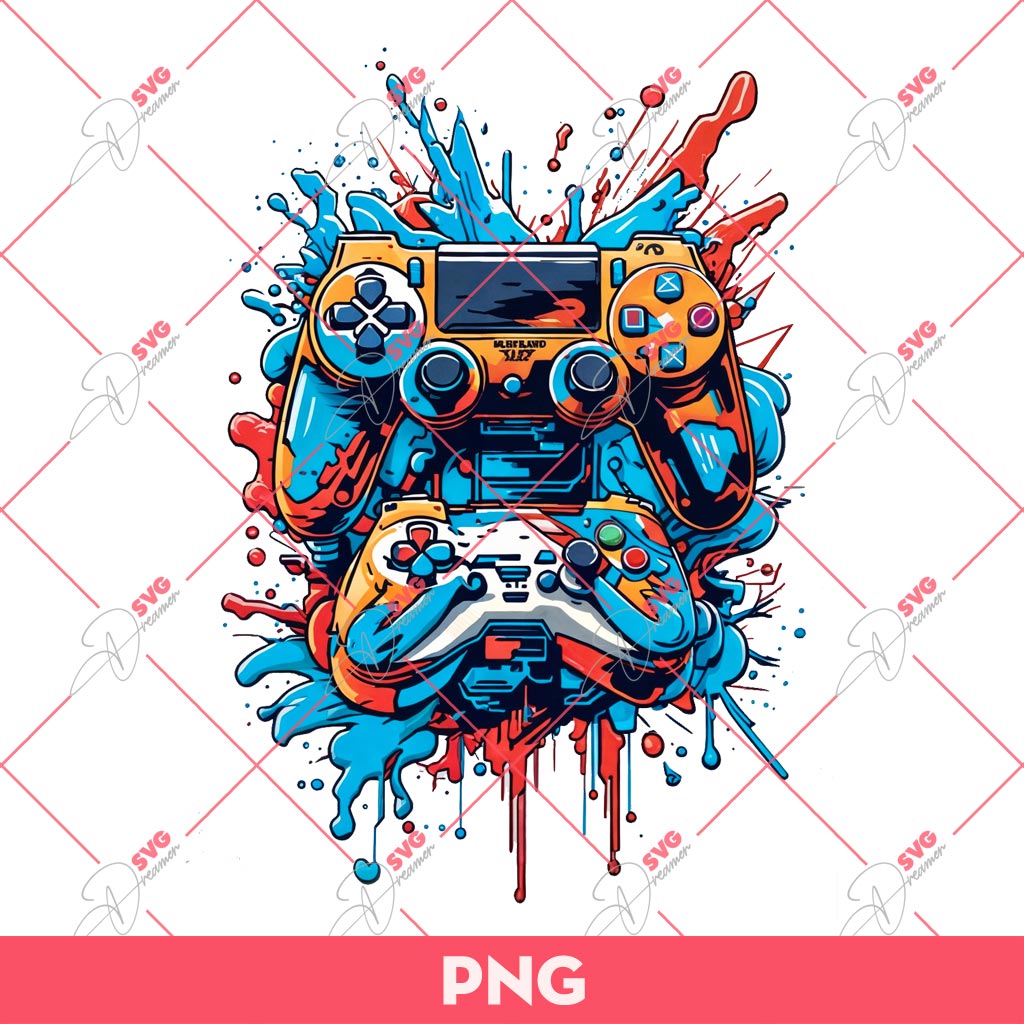 Art Play Station PNG, Art Gaming Handle PNG