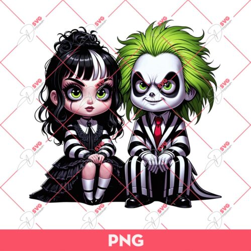 Beetlejuice Movie PNG, Beetlejuice Horror Couple PNG, Horror Movie Characters PNG