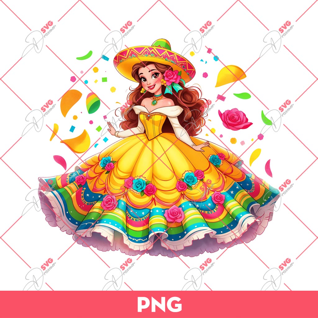 Belle Princess Cinco De Mayo PNG, Belle Mexico Festival PNG