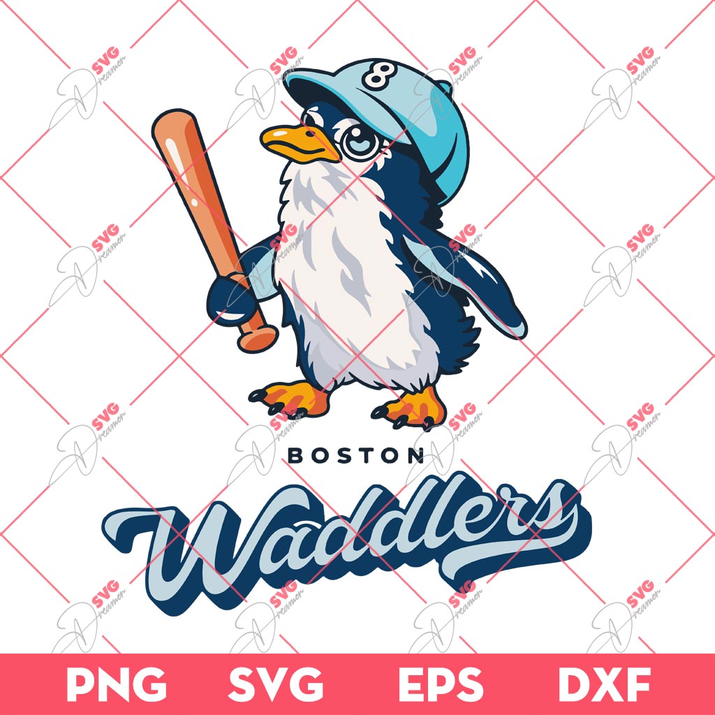 Boston Waddlers SVG PNG, Penguin Baseball SVG PNG