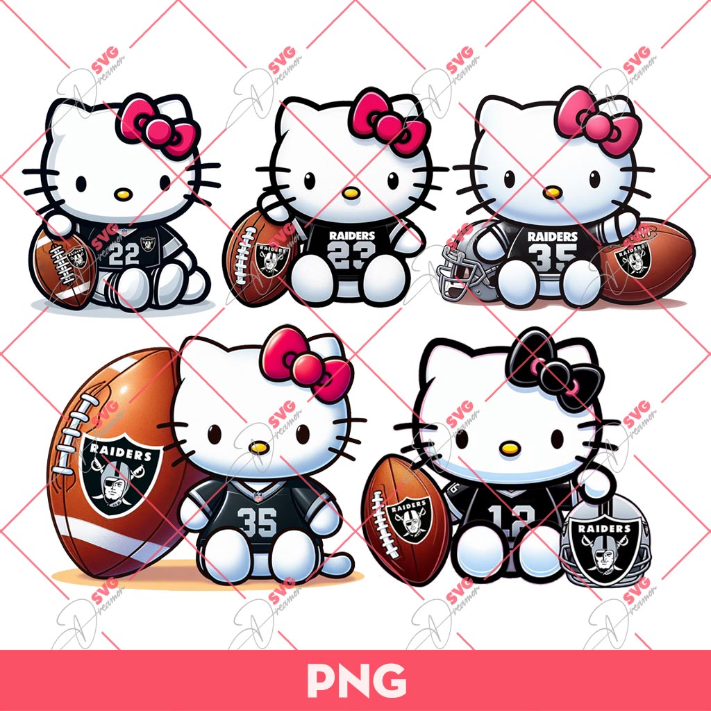 Bundle Hello Kitty LV Raiders PNG, Hello Kitty Football NFL PNG
