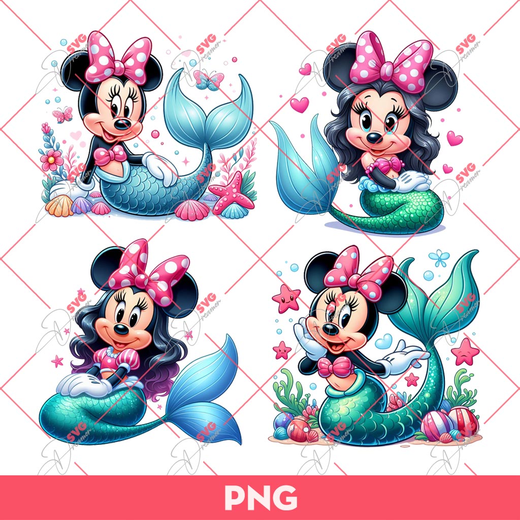 Bundle Minnie Mouse Mermaid PNG, Minnie Mermaid PNG