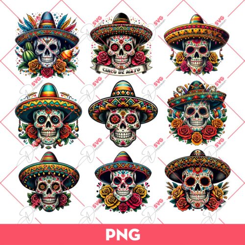 Bundle Skull Cinco De Mayo PNG, Mexico Festival PNG, Skull Skeleton Mexico PNG