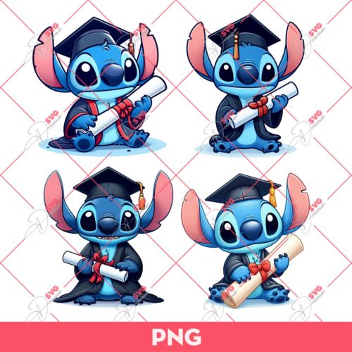 Bundle Stitch Graduation 2024 PNG, Stitch Senior 2024 PNG