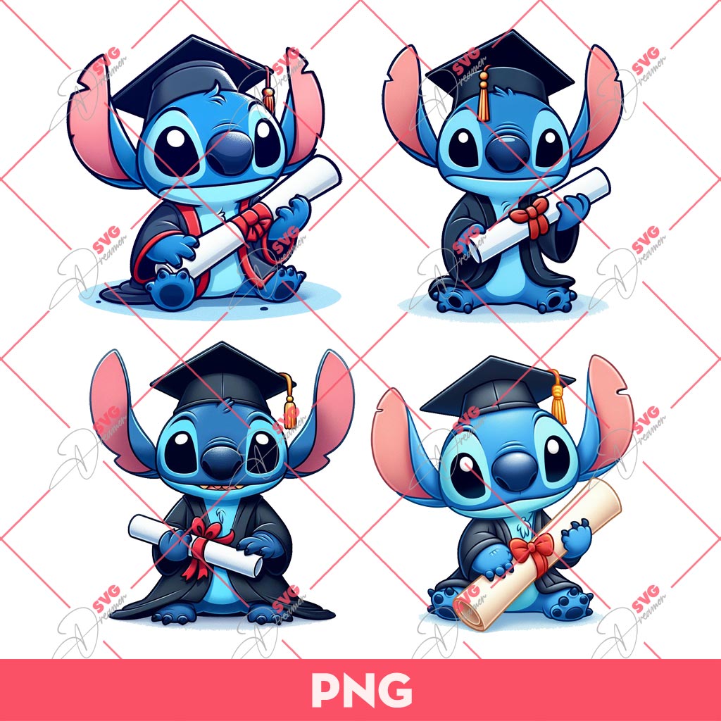 Bundle Stitch Graduation 2024 PNG, Stitch Senior 2024 PNG
