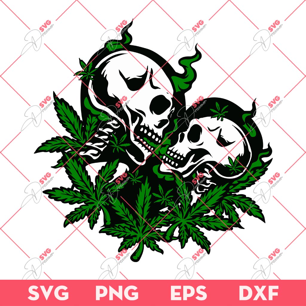 Cannabis Skeleton SVG PNG, Skull Smoke Weed SVG, Skeleton Marijuana SVG PNG