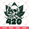 Cannabis Skull SVG PNG, Skull Smoking Weed SVG PNG, 420 Skull SVG PNG