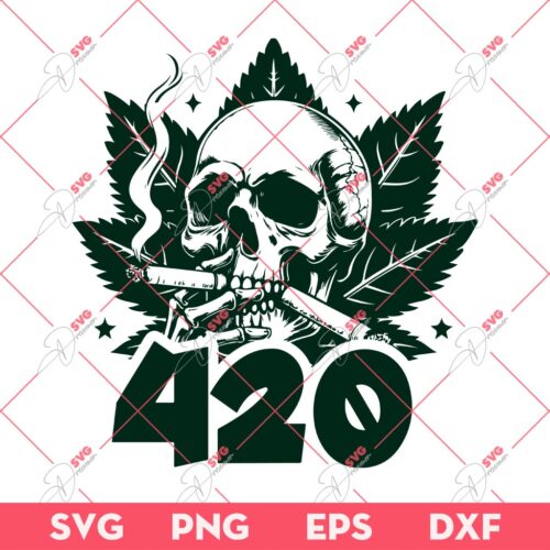 Cannabis Skull PNG, Skull Smoking Weed PNG, 420 Skull PNG