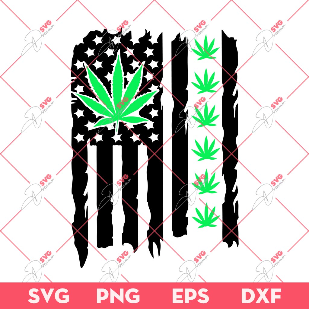Cannabis US Flag SVG PNG, Weed Flag SVG PNG, Marijuana SVG PNG