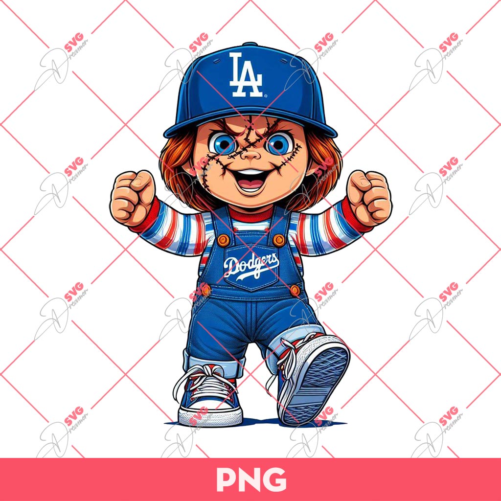 Chucky Dodgers PNG, Horror Movie Characters Fan LA Dodgers PNG