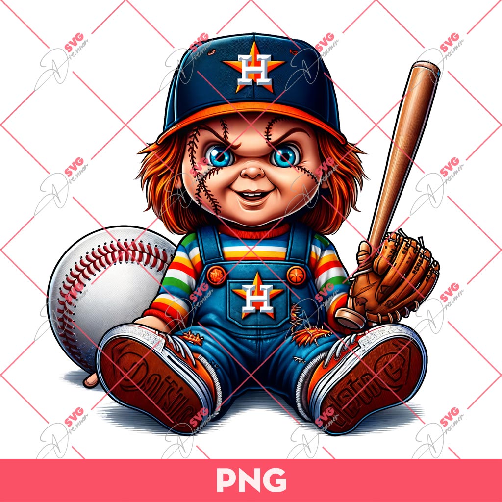 Chucky Houston Astros Baseball PNG, Chucky Doll Astros PNG, Chucky Baseball PNG