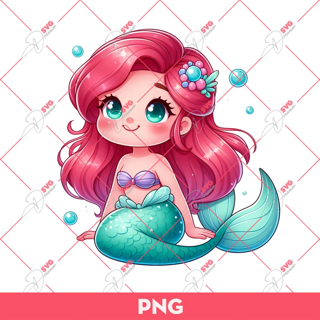 Cute Ariel Mermaid PNG, Chibi Disney Princess PNG