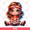 Cute Cartoon Girl Football Fan Kansas City Chiefs PNG, Little Girl KC Chiefs NFL PNG