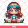 Cute Cartoon Girl Football Fan Miami Dolphins PNG, Little Girl Miami Dolphins NFL PNG