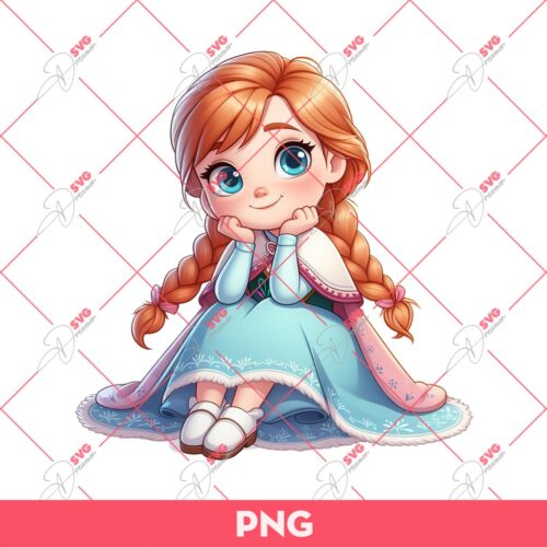 Cute Chibi Anna Frozen PNG, Disney Princess PNG