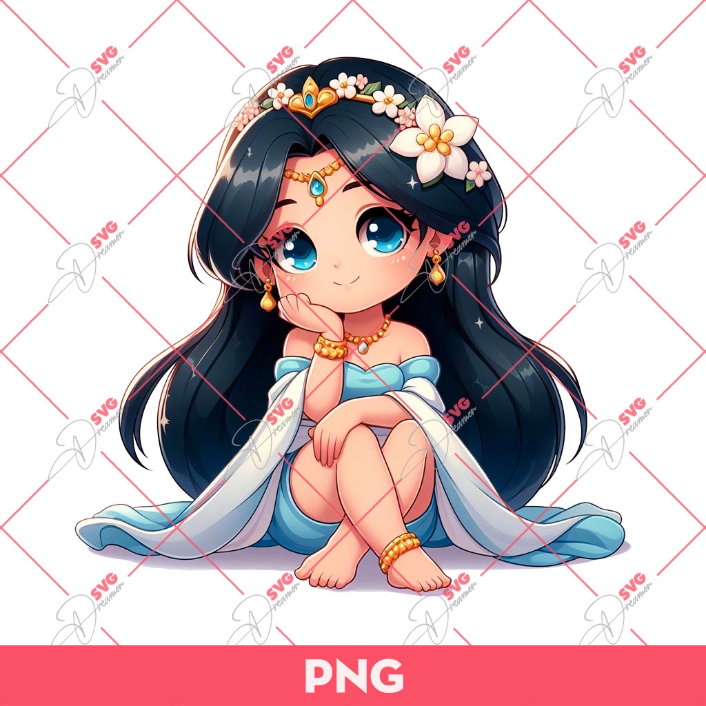 Cute Chibi Jasmine PNG, Disney Jasmine Princess PNG