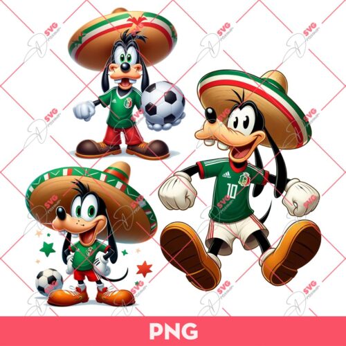 Cute Disney Goofy Fan Mexico Soccer PNG, Mexican Soccer Cartoon PNG
