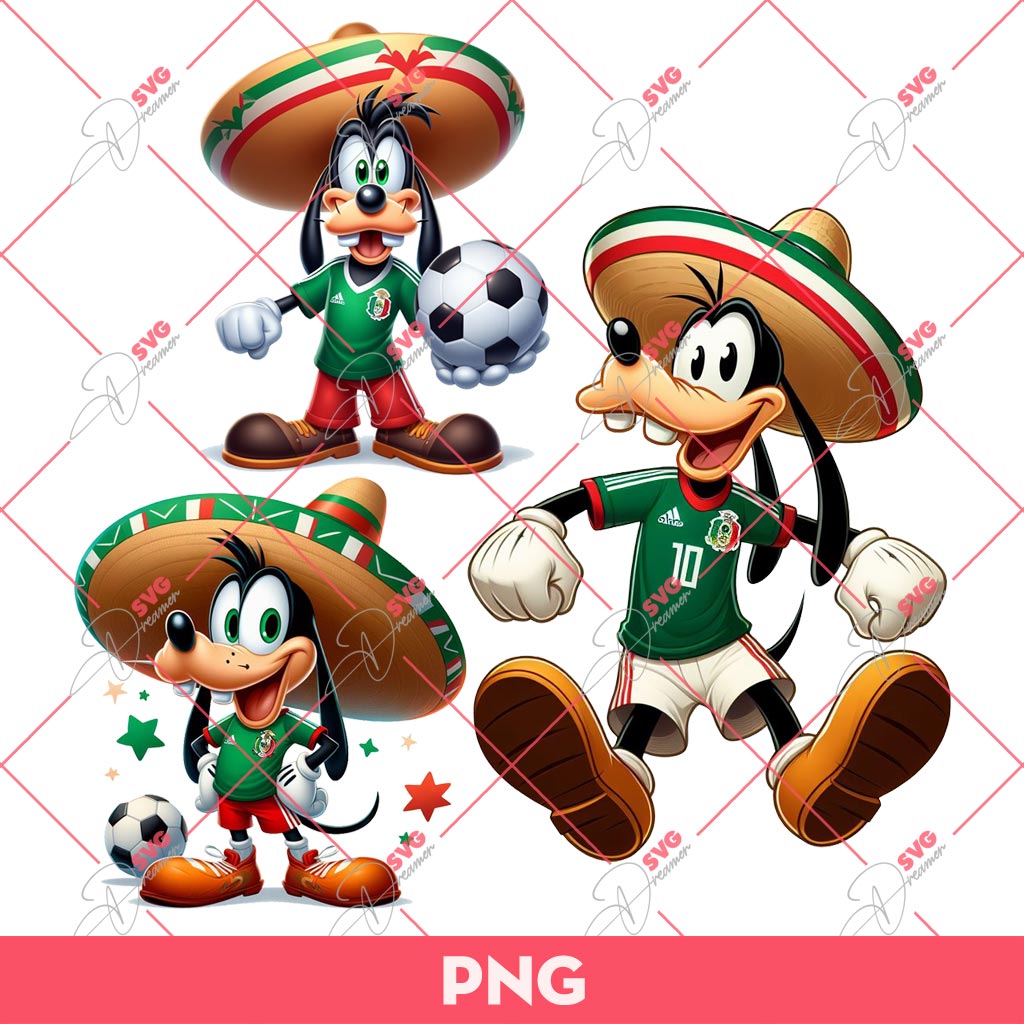 Cute Disney Goofy Fan Mexico Soccer PNG, Mexican Soccer Cartoon PNG