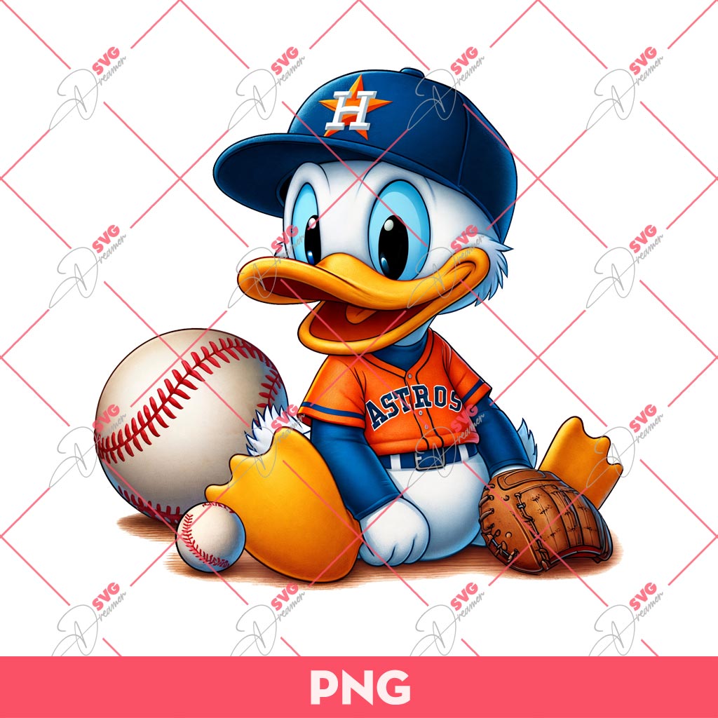Cute Donald Duck Houston Astros Baseball PNG, Disney Donald Baseball Fan Astros PNG