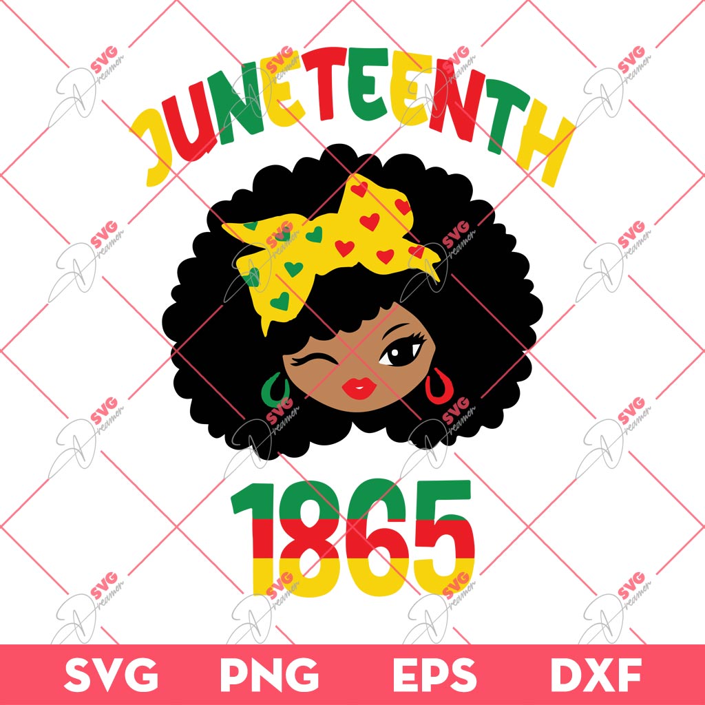 Cute Little Afro Girl SVG, Juneteenth Black Girl SVG, Queen Celebrating 1865 Independence SVG PNG