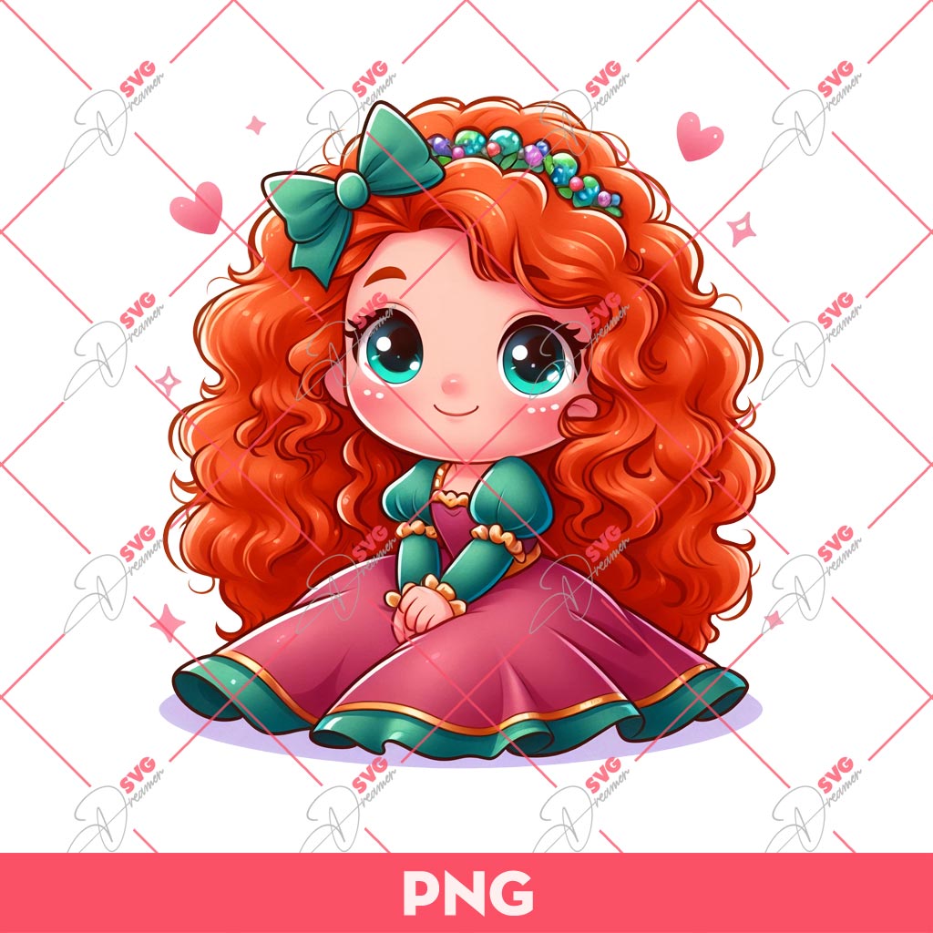 Cute Merida Princess PNG, Chibi Disney Princess PNG, Merida Chibi PNG