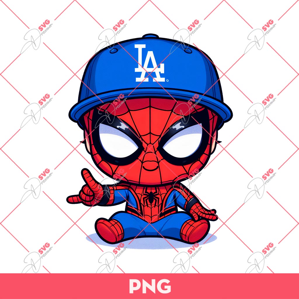 Cute Spiderman Dodgers PNG, Superhero Dodgers PNG, Spider Man Dodgers Baseball PNG