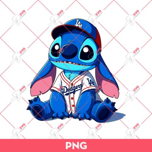 Cute Stitch Dodgers Player PNG, Stitch Baseball LA Dodgers PNG