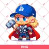 Cute Thor Dodgers PNG, Superhero Baseball PNG, Thor LA Dodgers PNG