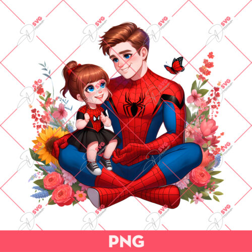 Dad And Daughter Spider Man PNG, Superhero Dad PNG, Fathers Day PNG