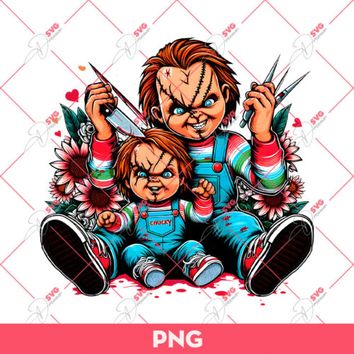 Dad And Son Chucky PNG, Horror Characters Dad PNG, Fathers Day PNG