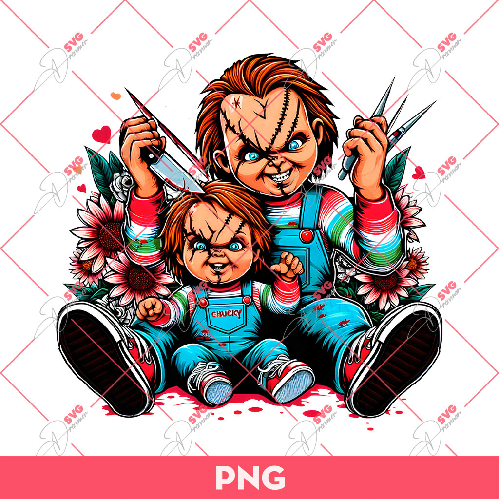 Dad And Son Chucky PNG, Horror Characters Dad PNG, Fathers Day PNG