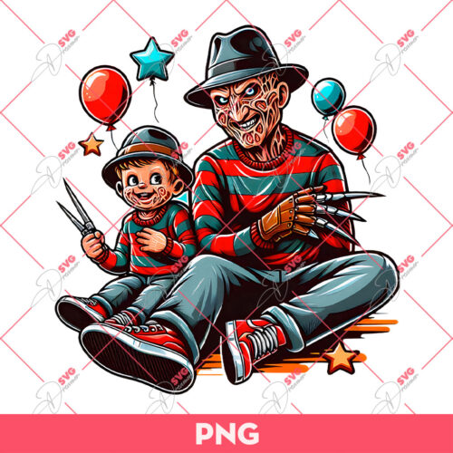 Dad And Son Freddy Krueger PNG, Horror Characters Dad PNG, Fathers Day PNG