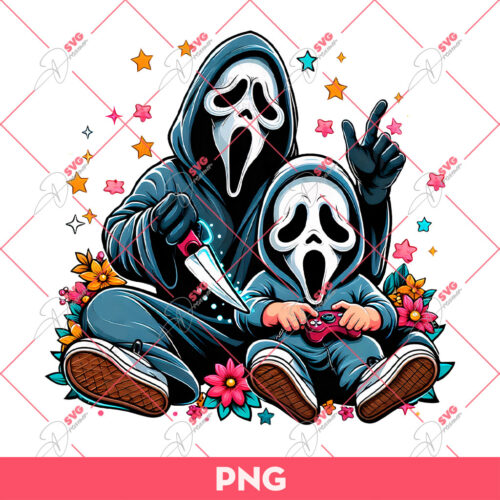Dad And Son Ghostface PNG, Horror Characters Dad PNG, Fathers Day PNG