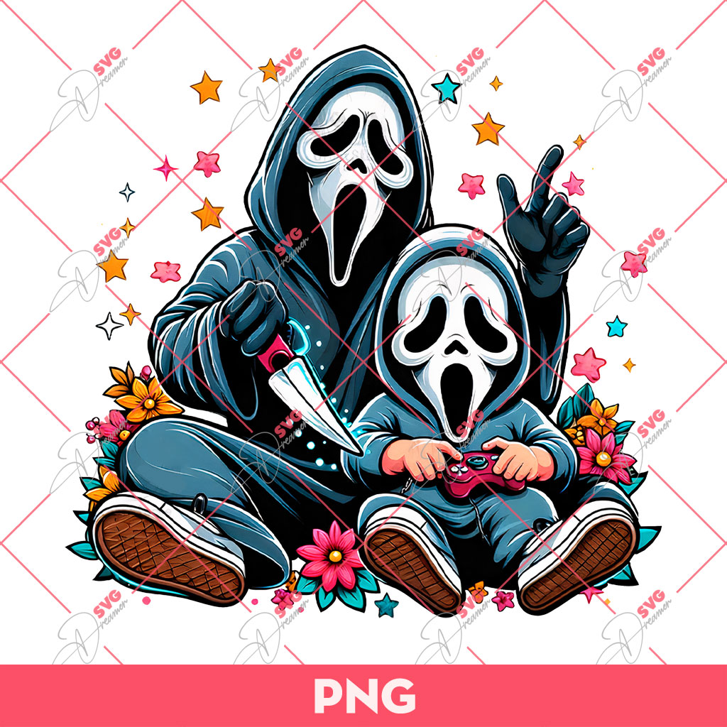 Dad And Son Ghostface PNG, Horror Characters Dad PNG, Fathers Day PNG