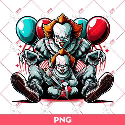 Dad And Son Pennywise PNG, Horror Characters Dad PNG, Fathers Day PNG