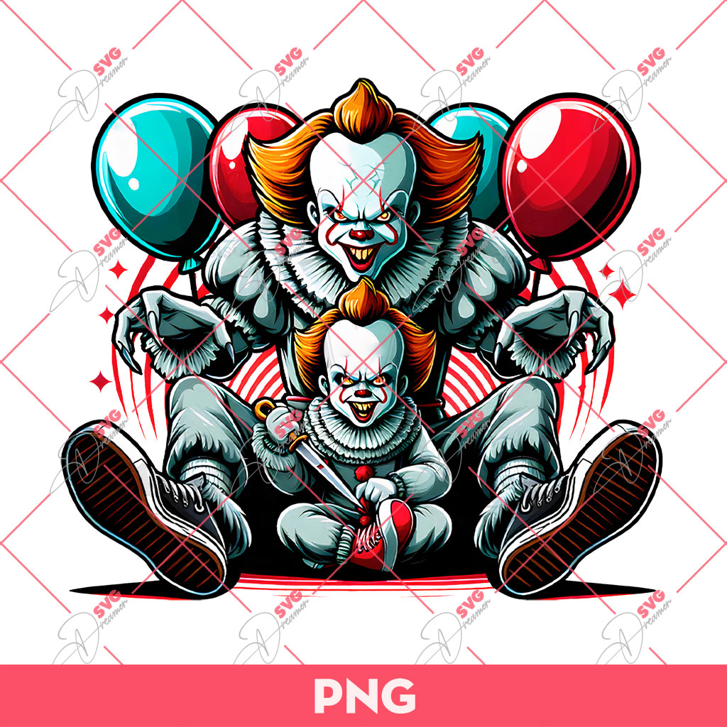 Dad And Son Pennywise PNG, Horror Characters Dad PNG, Fathers Day PNG