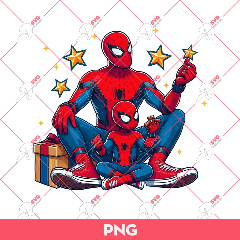 Dad And Son Spider Man PNG, Dad Superhero PNG, Fathers Day PNG