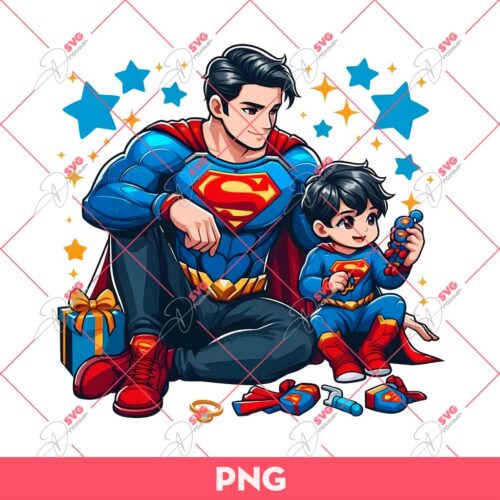 Dad And Son Superman PNG, Father Superhero PNG, Fathers Day PNG