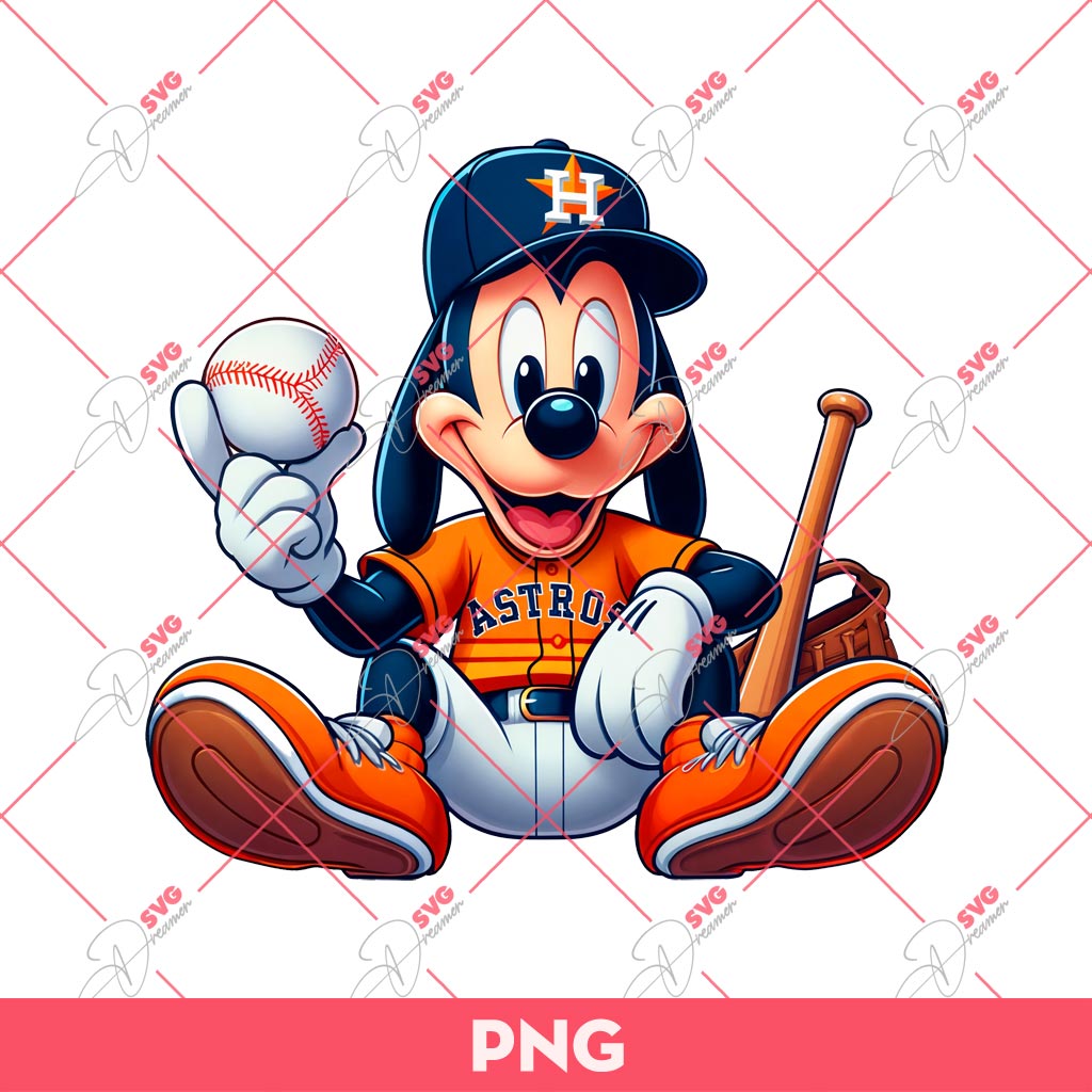 Disney Goofy Baseball Fan Astros PNG, Houston Astro Baseball Cute Goofy PNG