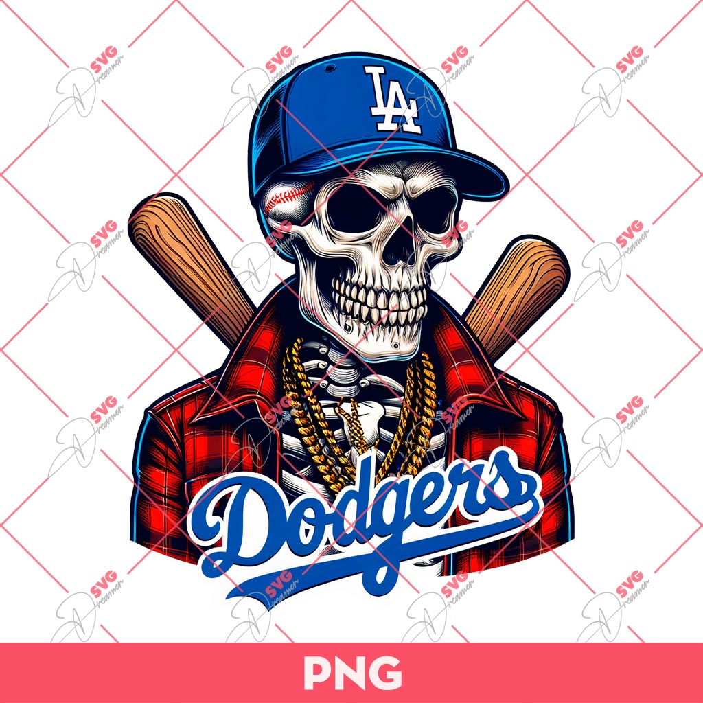Dodgers Skull PNG, Skeleton LA Dodgers Baseball PNG