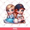 Elsa And Anna Baseball Fan Detroit Tigers PNG, Disney Frozen Detroit Tigers PNG, Frozen Baseball PNG