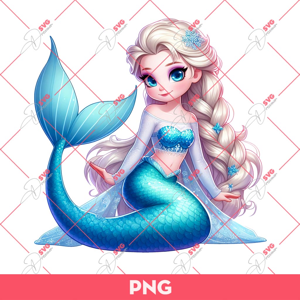 Elsa Mermaid PNG, Frozen Princess Mermaid PNG